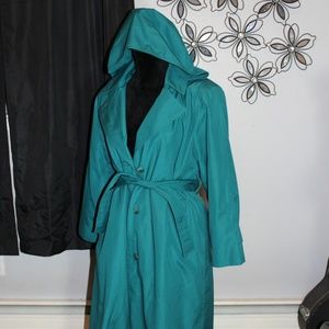 London Fog Teal Trench Coat with Zip off interior